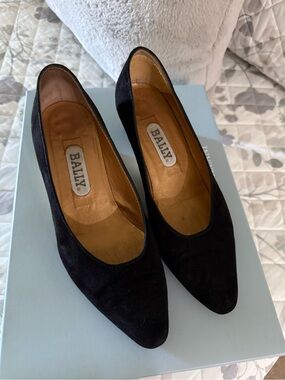 Bally Black Suede Pointed Toe Pumps